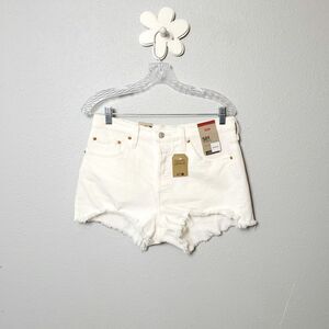 NWT LEVI'S White Distressed Shorties Jean Shorts